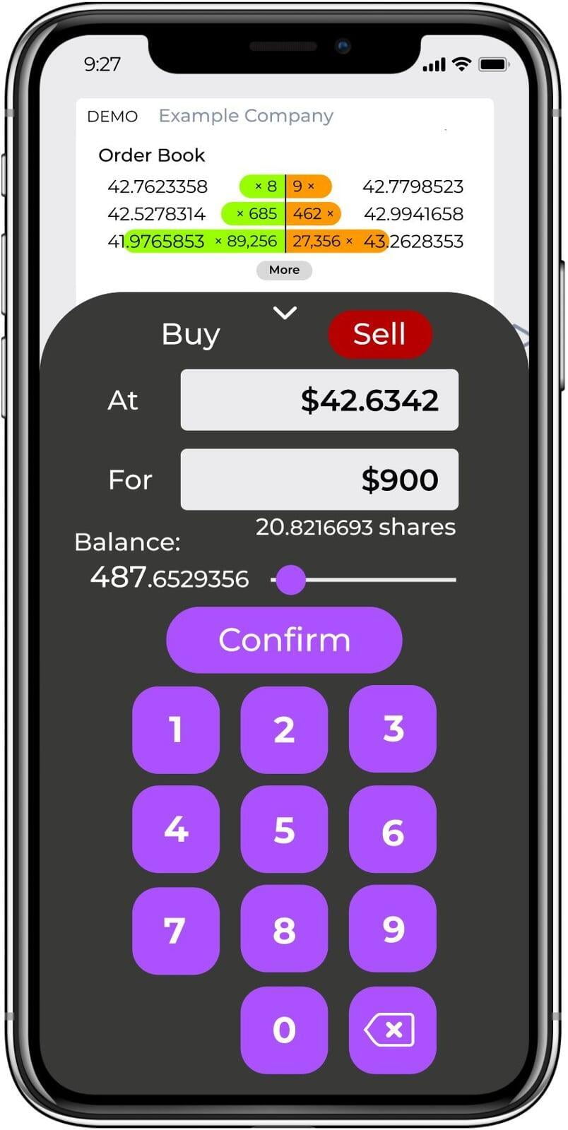 Investor App - stock buy order submission
